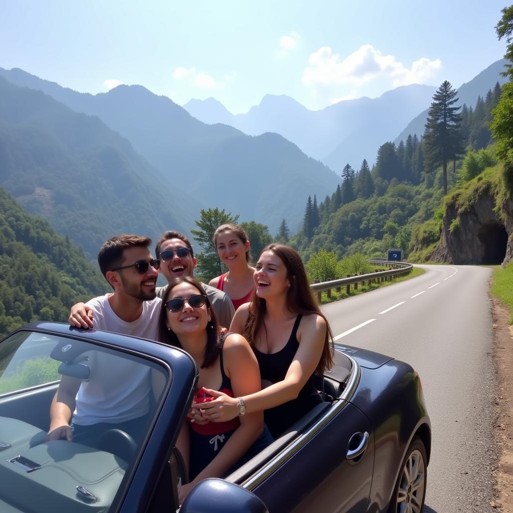 Group of friends on road trip in Dehradun