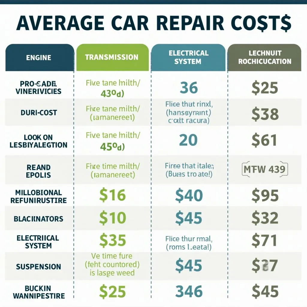 Car repair costs breakdown chart