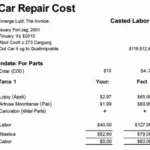 Car repair invoice