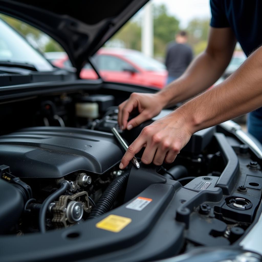 Skilled Mechanic Repairing a Car Engine