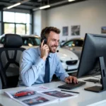 Car Salesperson Talking on the Phone