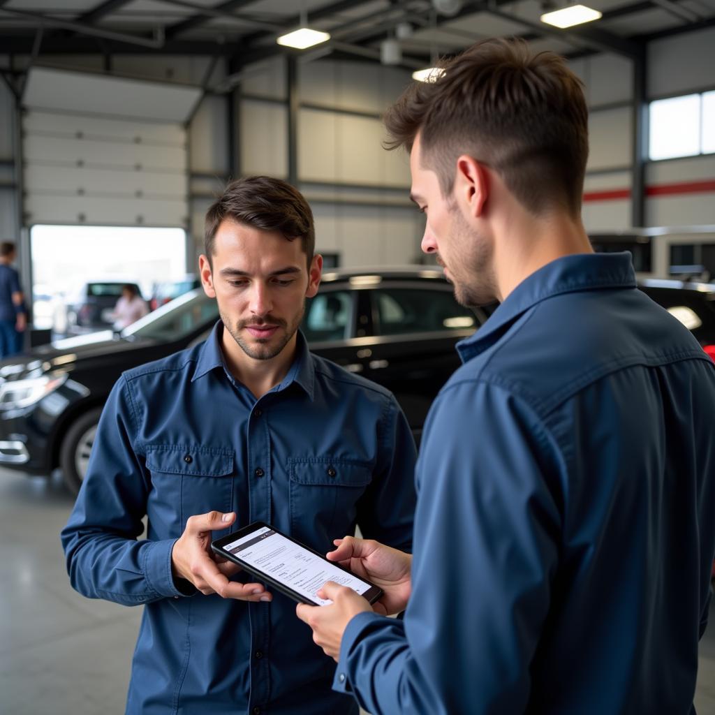 Car Service Advisor Explaining