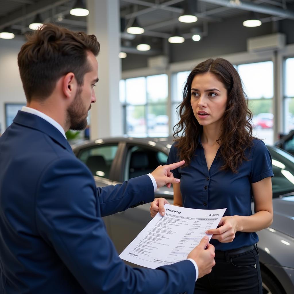 Car Service Advisor Explaining Invoice