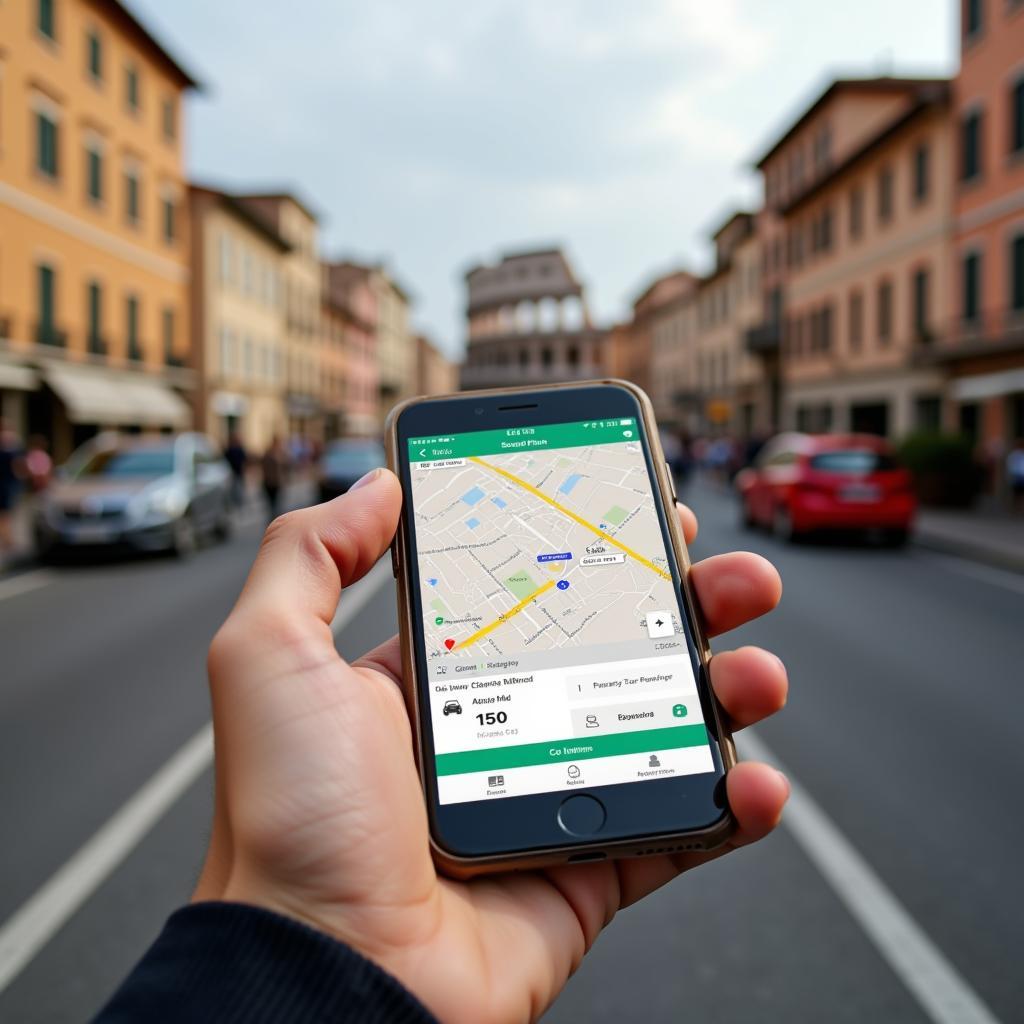 Using a car service app in Rome