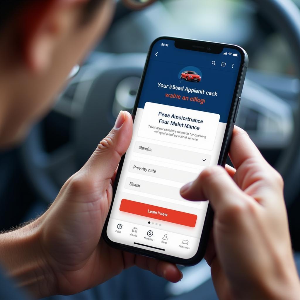 Scheduling a car service appointment on a mobile phone