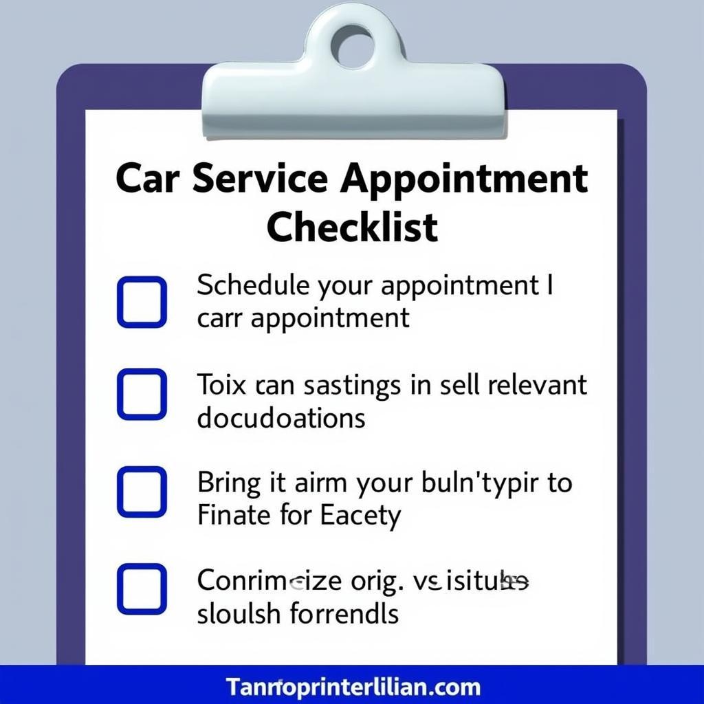 Car Service Appointment Checklist