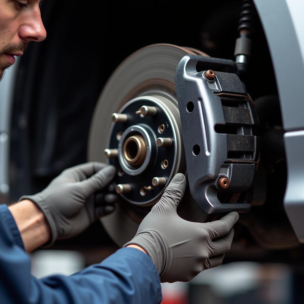 Car undergoing brake repair in Ardsley NY