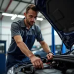 Mechanic inspecting a car in Ardsley NY