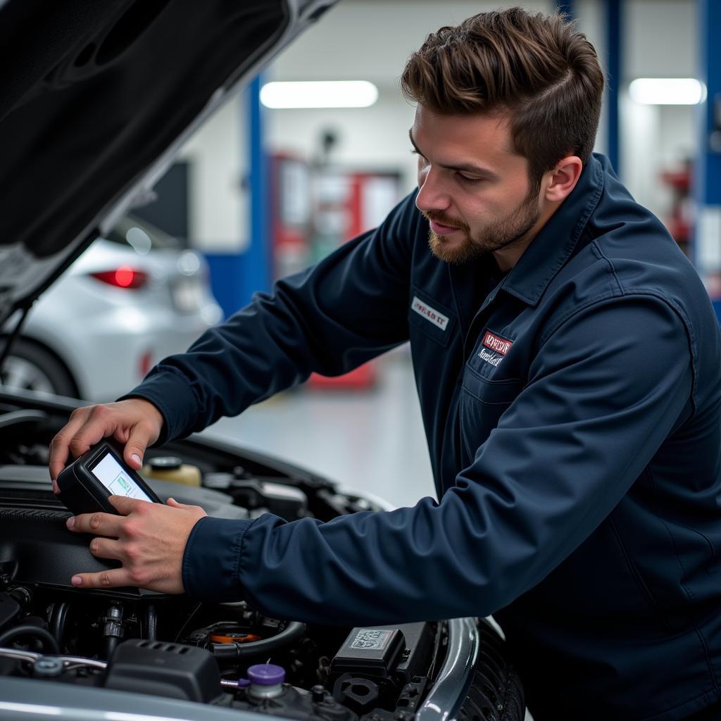 Skilled mechanic performing a thorough vehicle inspection in Balcatta