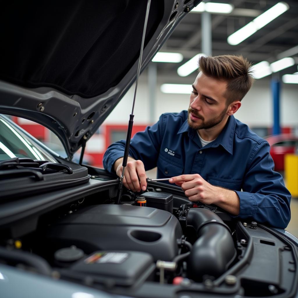 Car mechanic inspecting a vehicle in Ballyfermot