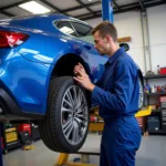 Car service in progress at a professional garage in Barwell