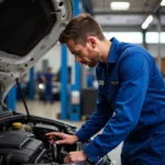 Experienced mechanic inspecting a car engine in a Baulkham Hills garage