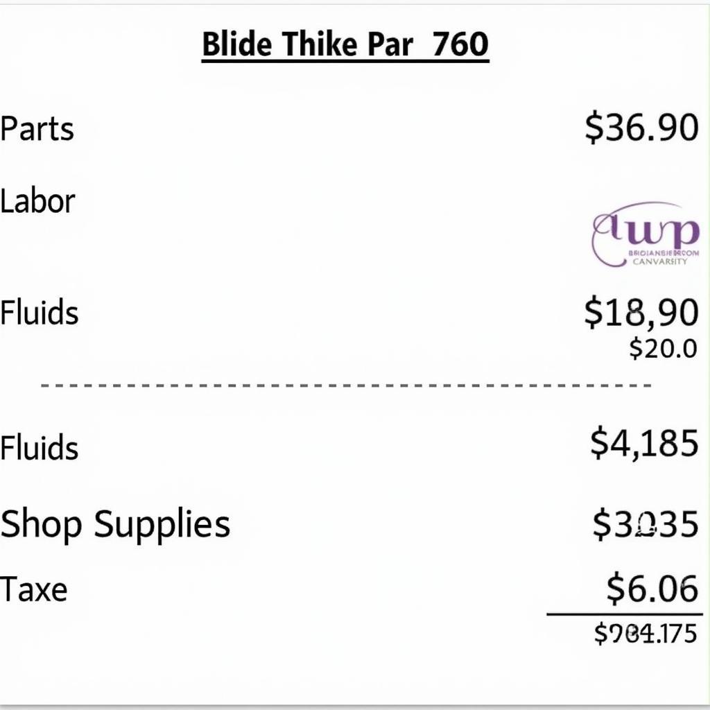 Car Service Bill Breakdown