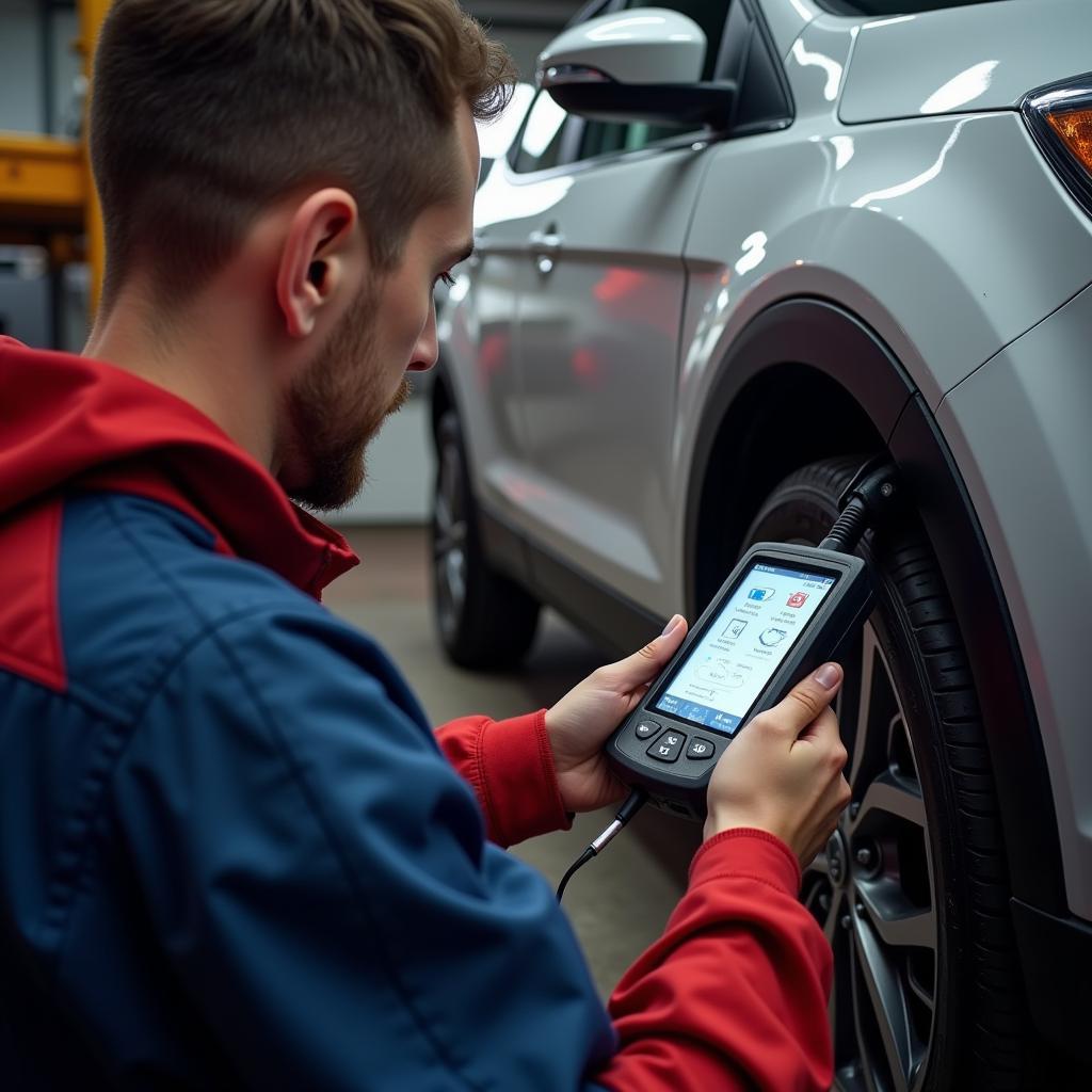 Car Mechanic Performing Diagnostics in Blackburn