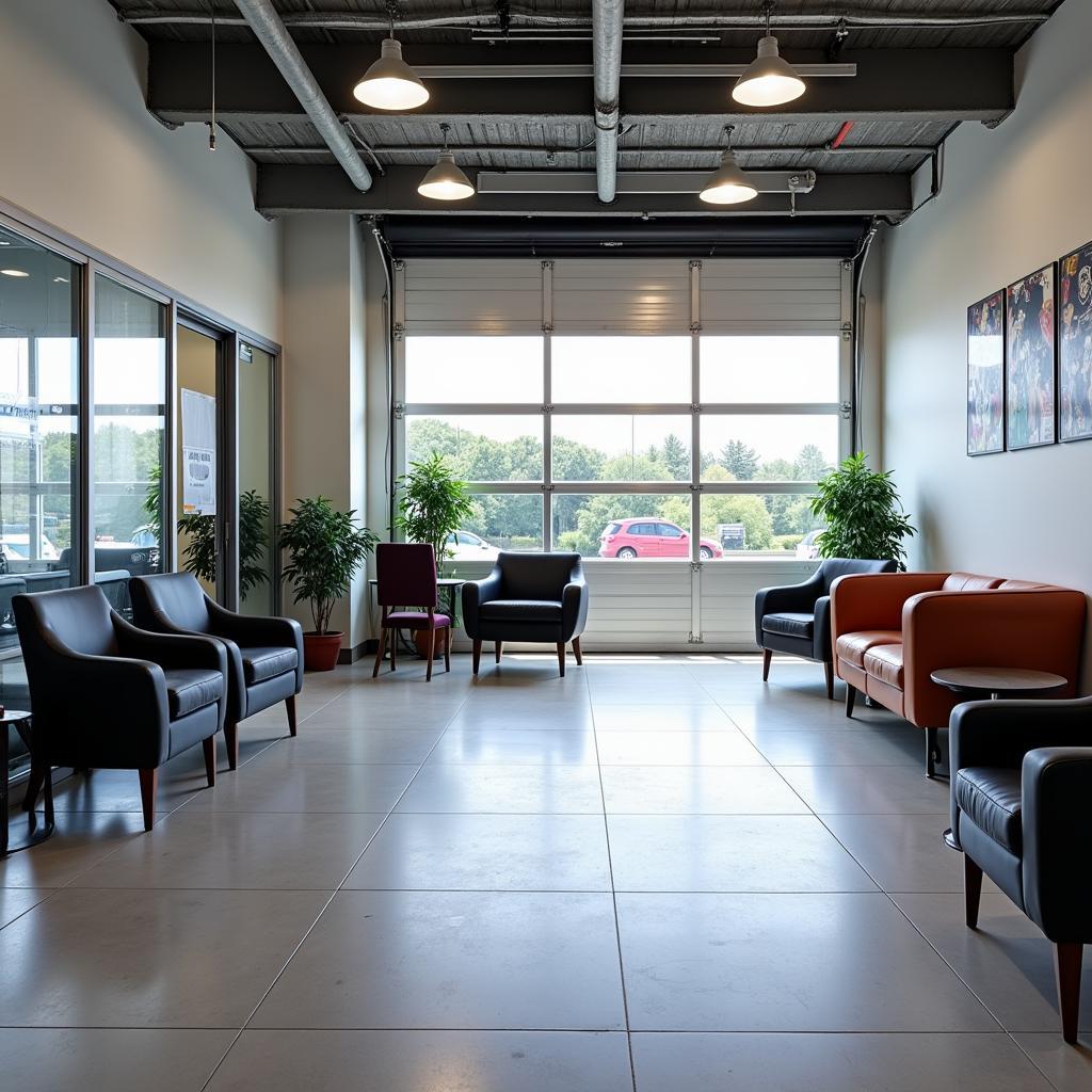 Comfortable waiting area in a Blackwood car service center