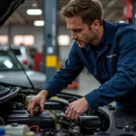 Routine oil change at a car service in Bloomfield Hills