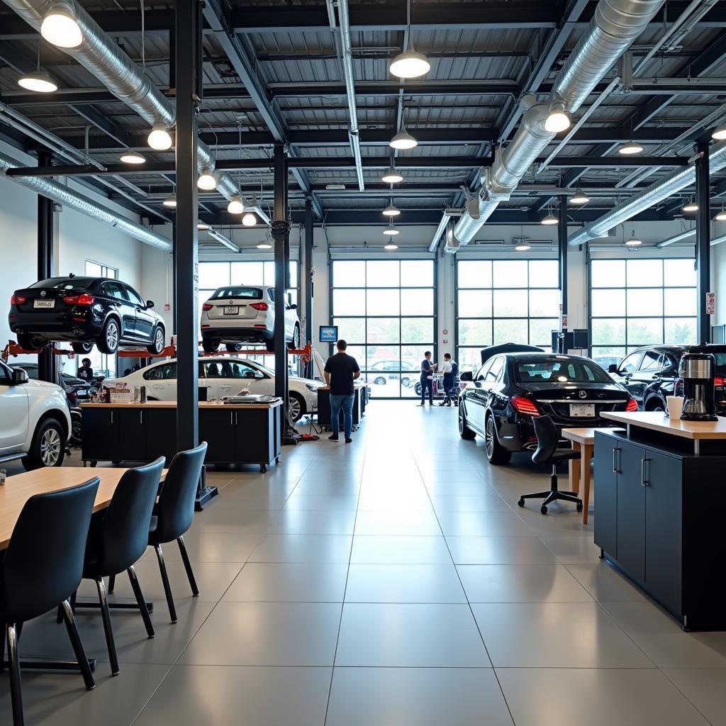 Modern car service center interior