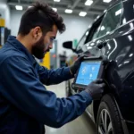 Modern diagnostic equipment in a car service center