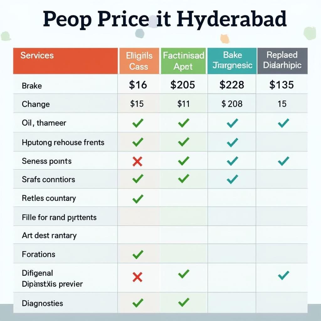 Comparing prices of car services in Hyderabad