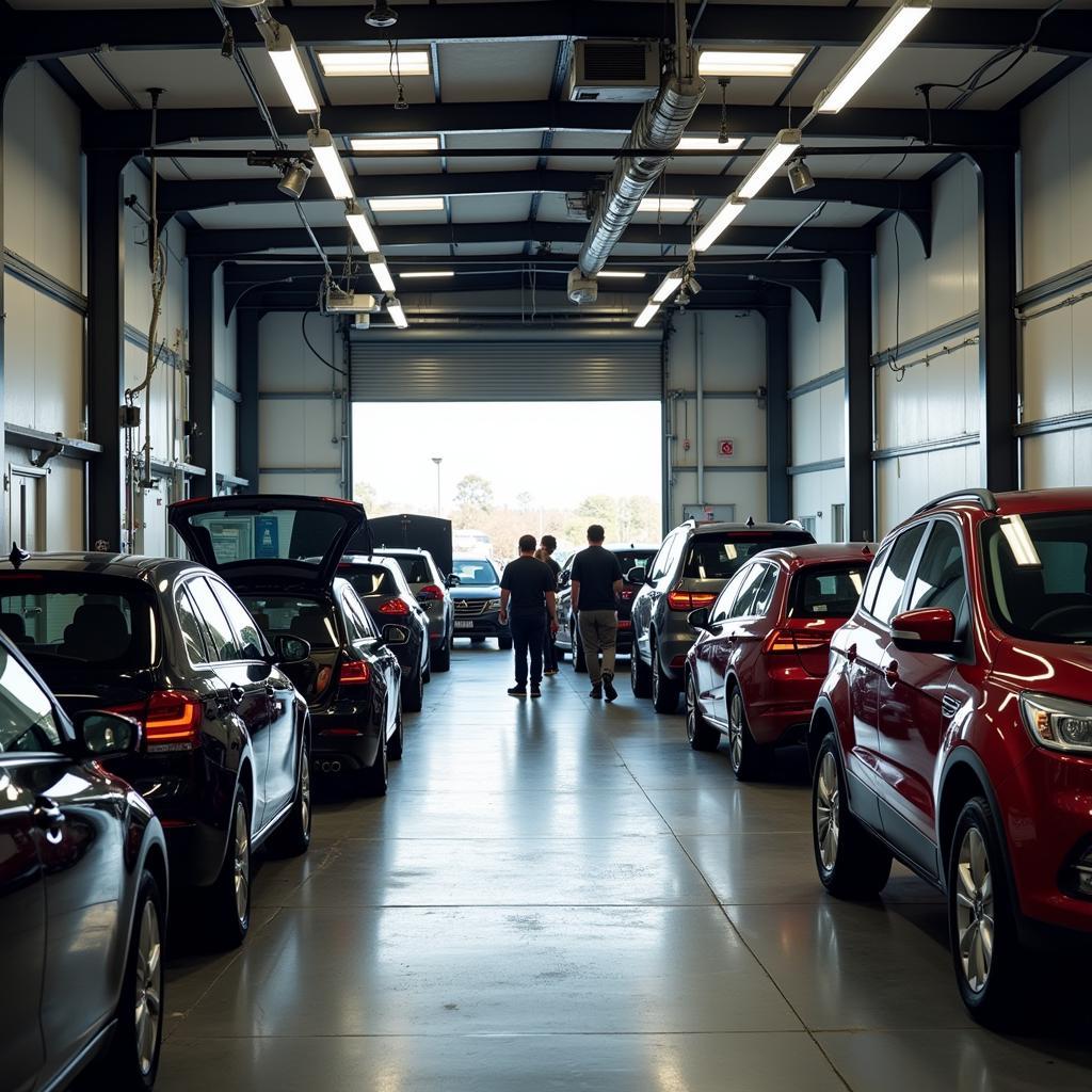 Busy car service center in Perth