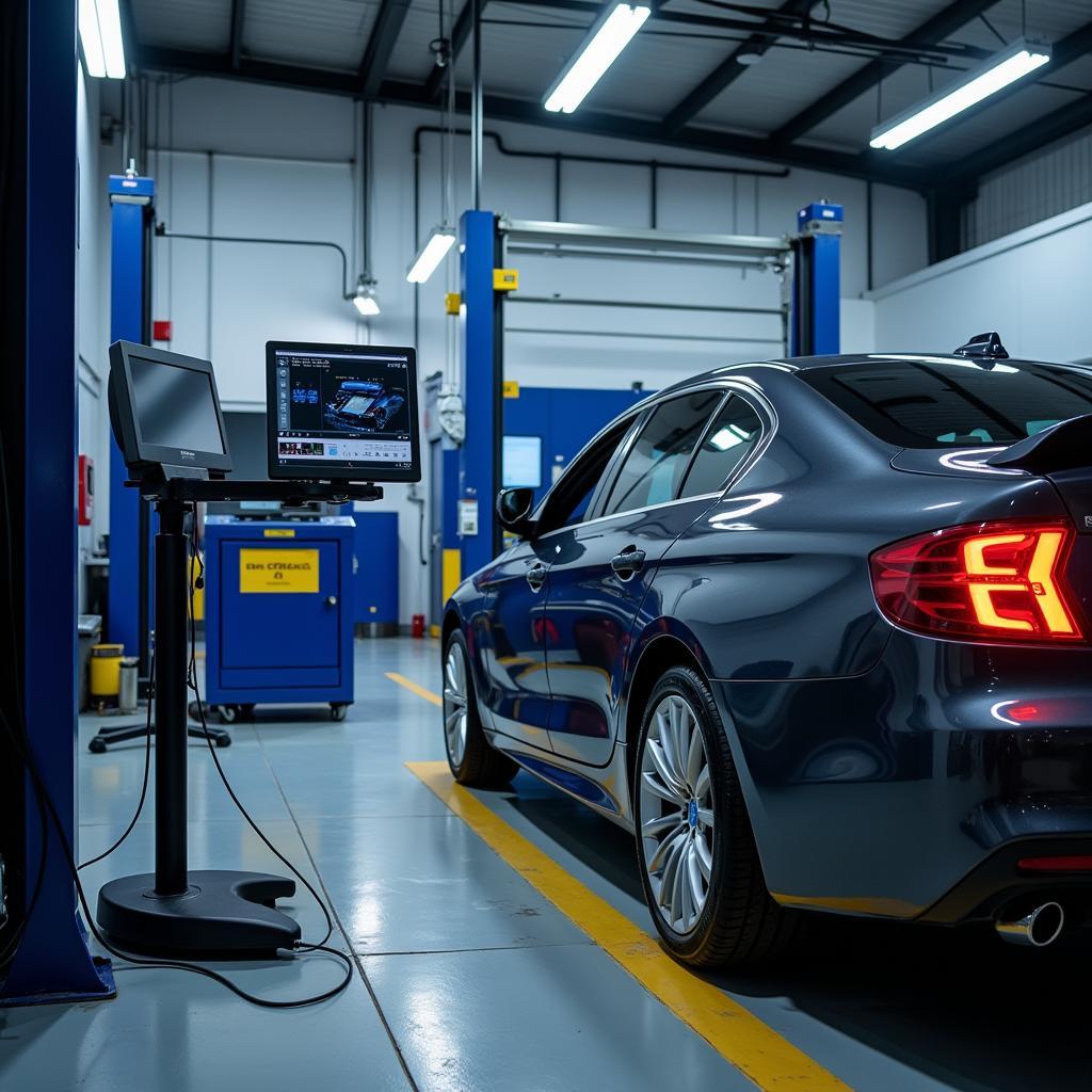 Modern Diagnostic Equipment in a Car Service Center