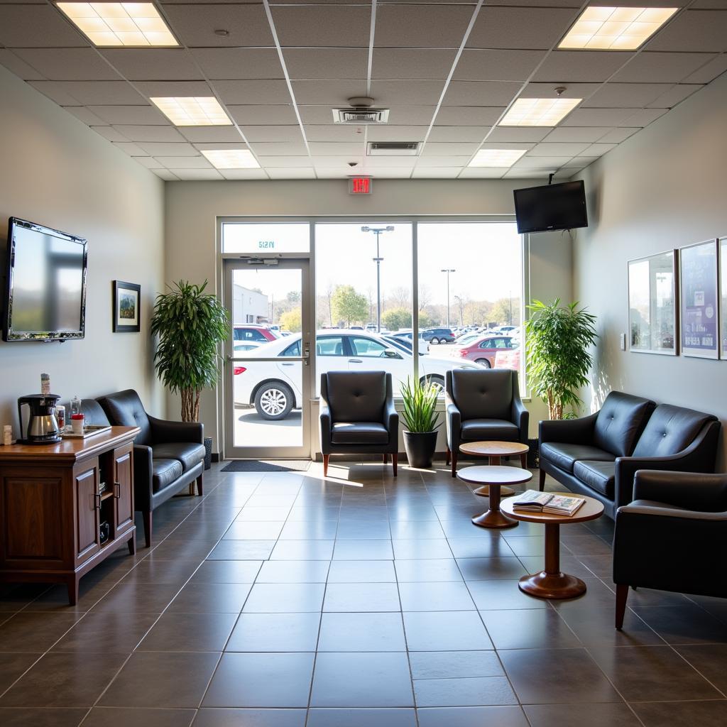  Clean and comfortable waiting area at a car service center