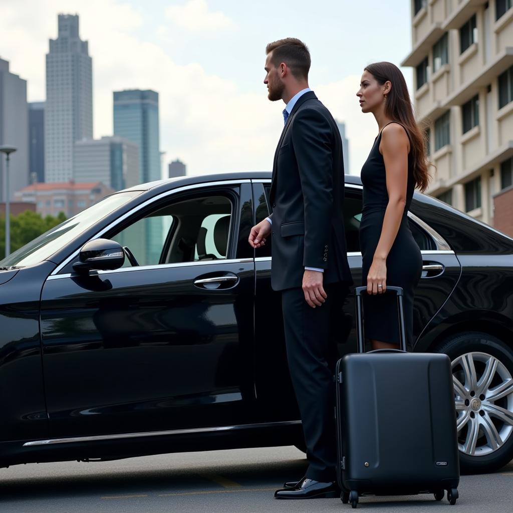 Car Service Chauffeur Assisting Passenger