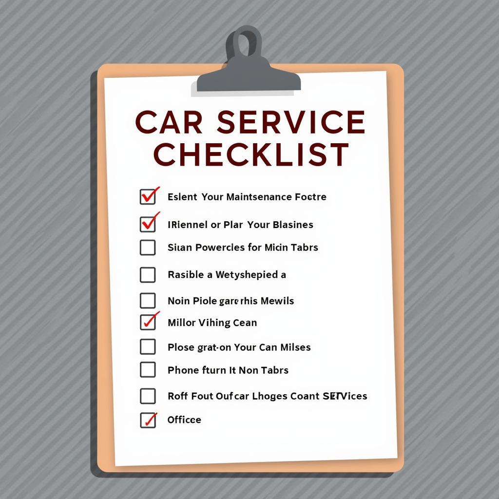 Car service checklist on clipboard