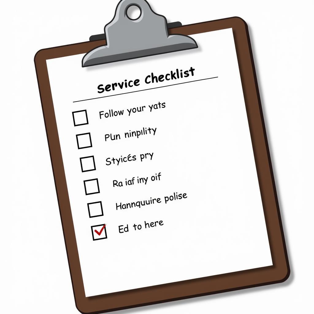 Car service checklist on clipboard