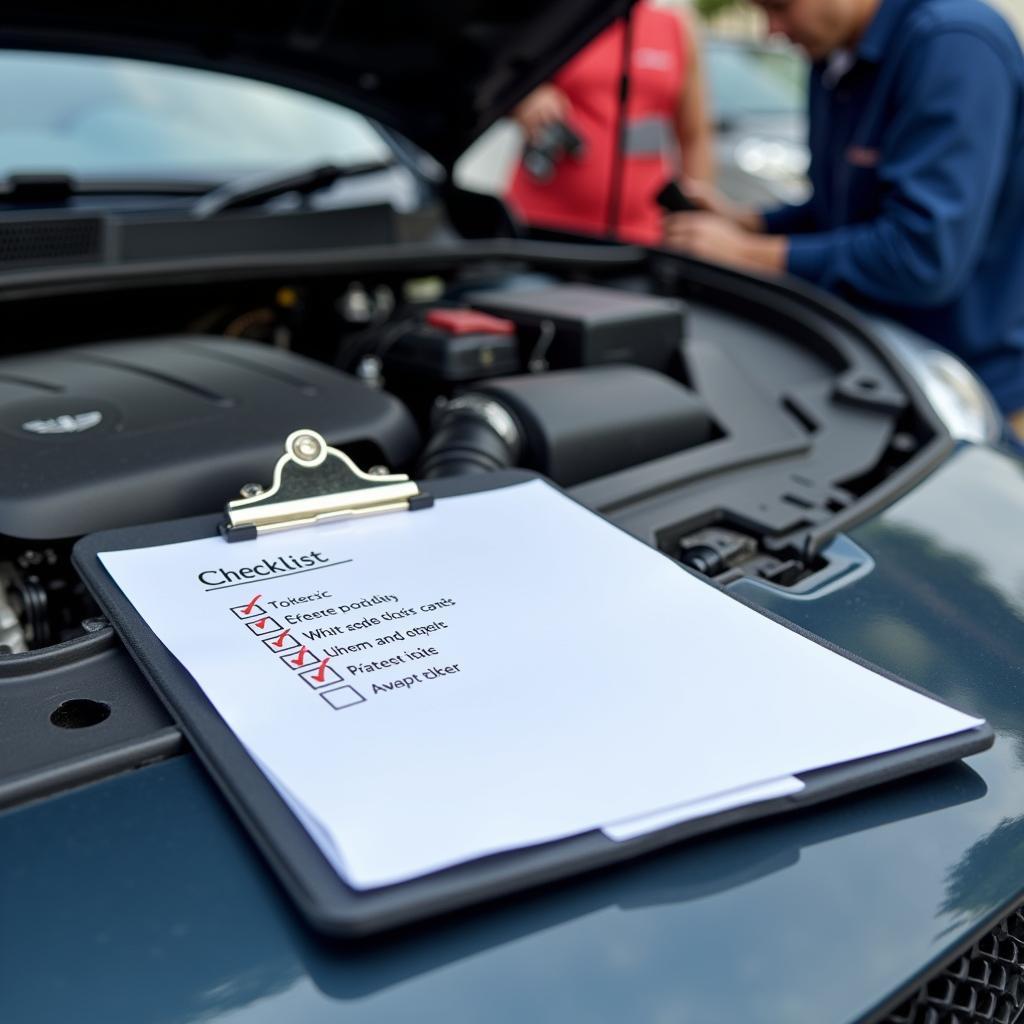 Car Service Checklist on a Clipboard