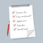 Car service checklist with checkmarks