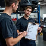 Mechanic with service checklist