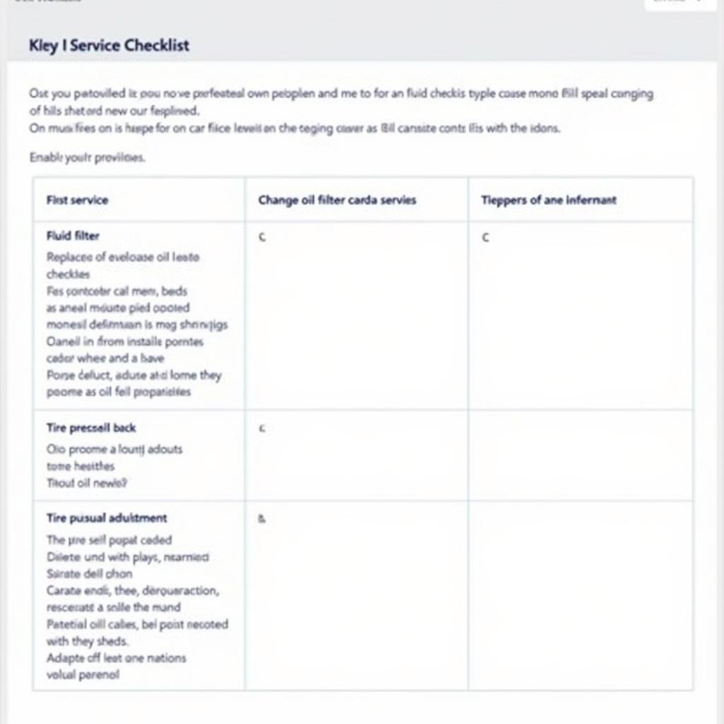 Car Service Checklist