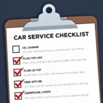 Car service checklist with essential tasks highlighted