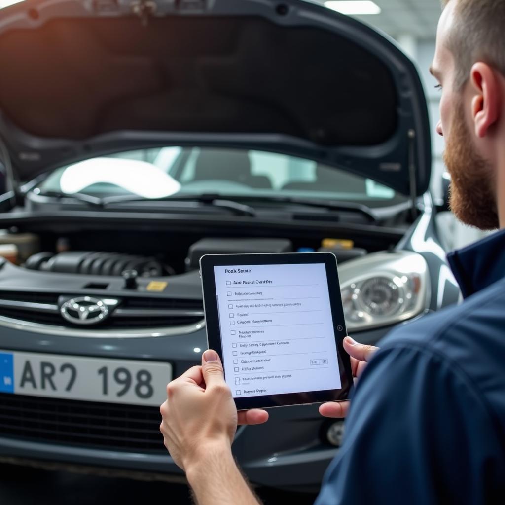 Car Service Checklist on a Tablet in Cleethorpes