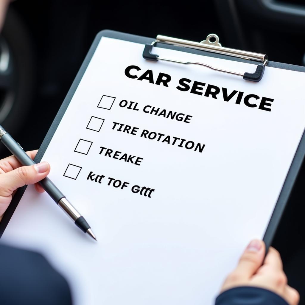 Car service checklist used in Dunstable garage