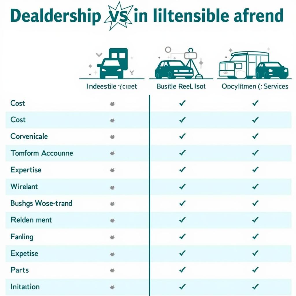 Comparison Chart of Dealership vs. Independent Car Service