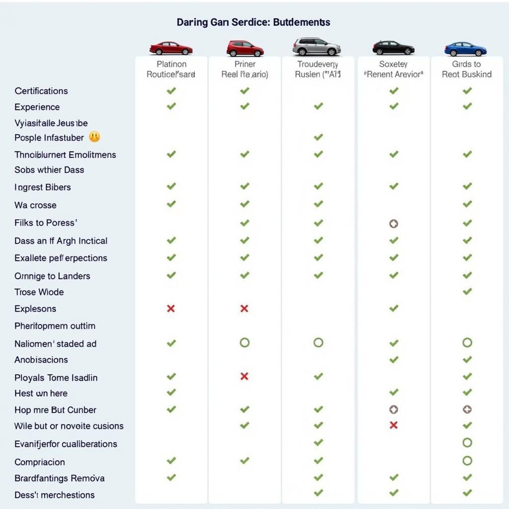 Car Service Comparison Table