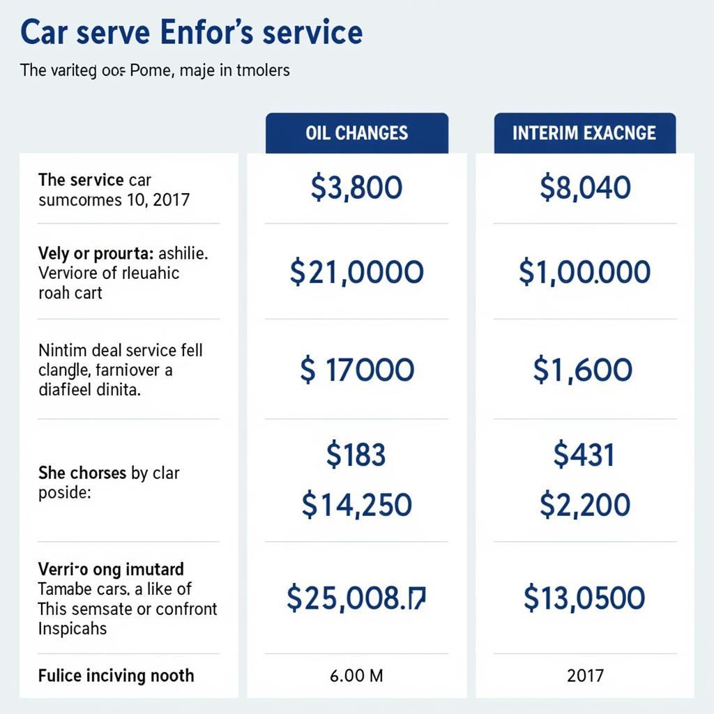 Car service cost breakdown by service type