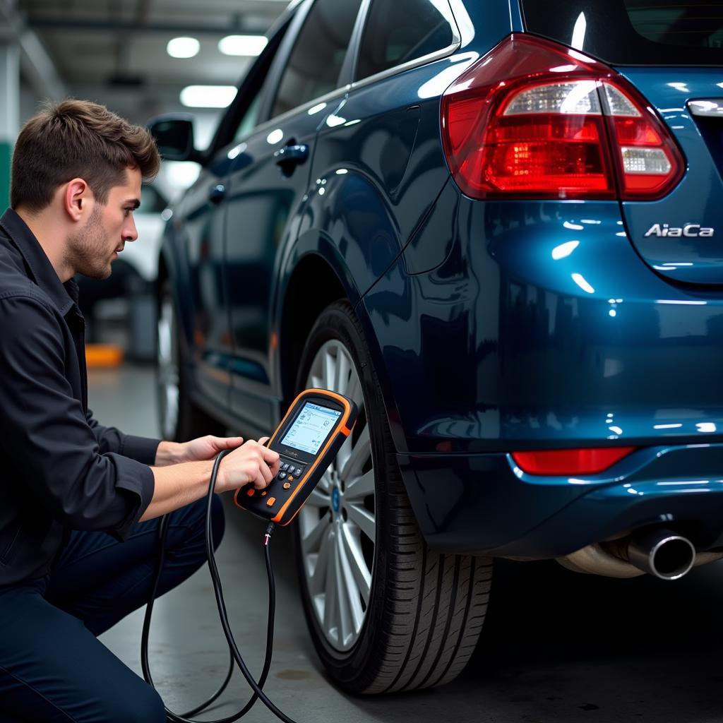 Modern diagnostic equipment used during a car service