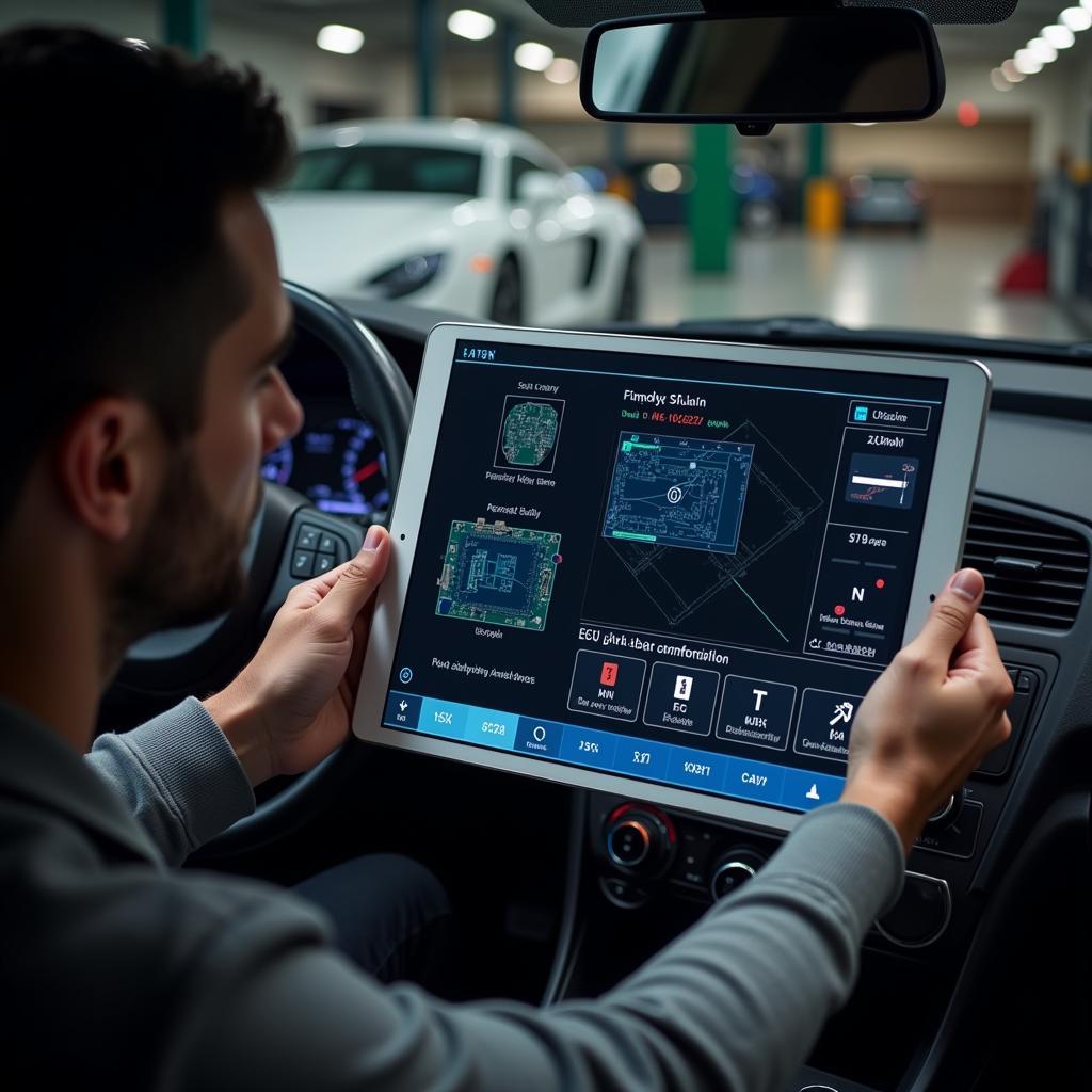 Engine diagnostics being performed at a Dinnington car service center