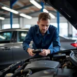 Mechanic inspecting a car in Dover Kent