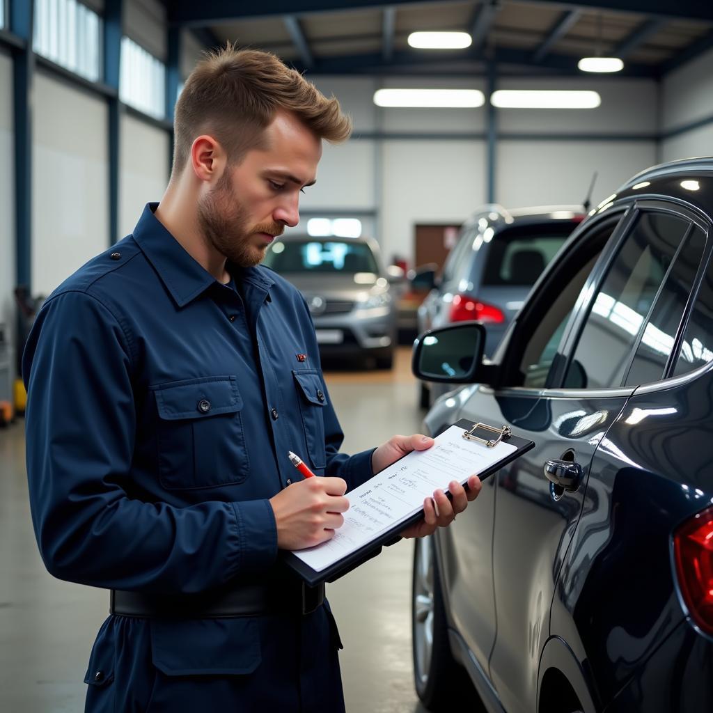 Car Service Driver Checking Vehicle