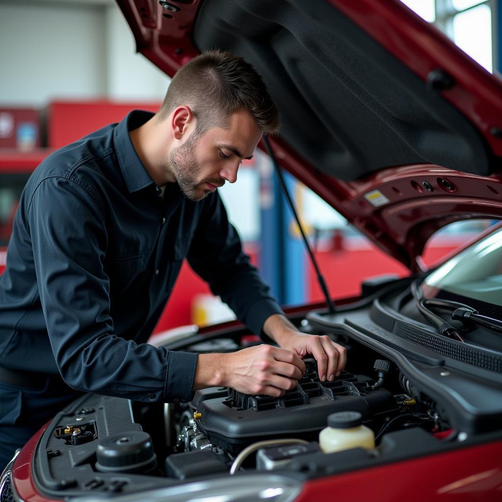 Mechanic inspecting a car in Dublin 7