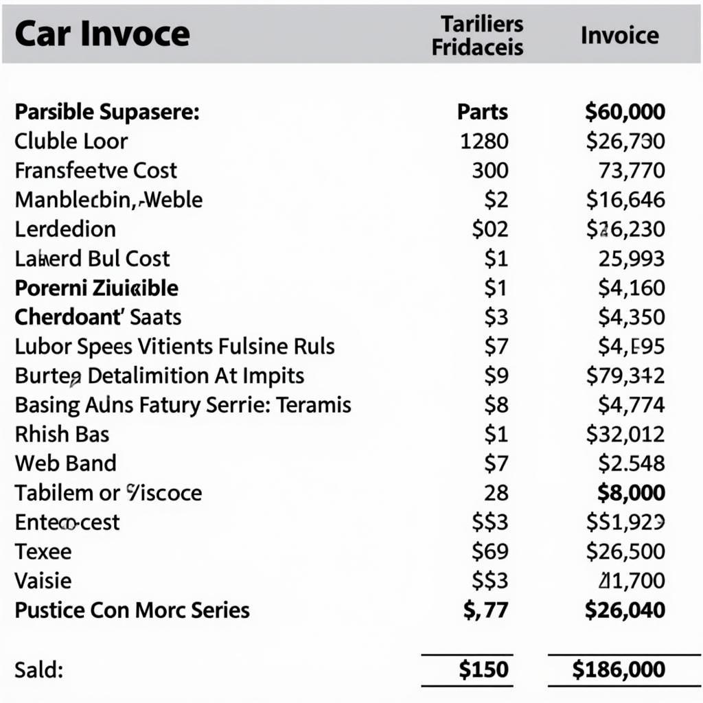 Car Service Invoice in Fyshwick