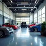 Clean and modern car service garage interior