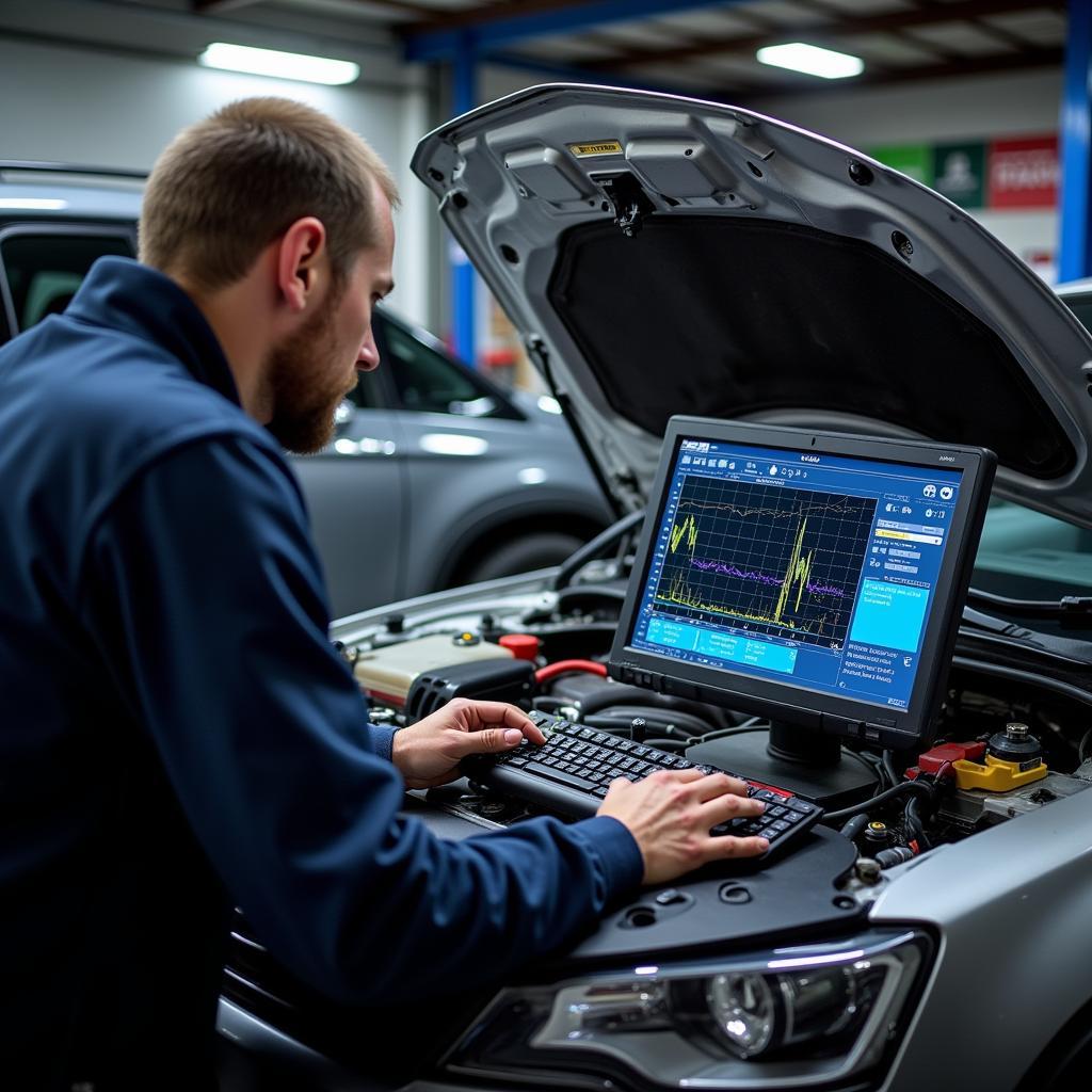 Engine Diagnostics at a Car Service Garage in Southampton