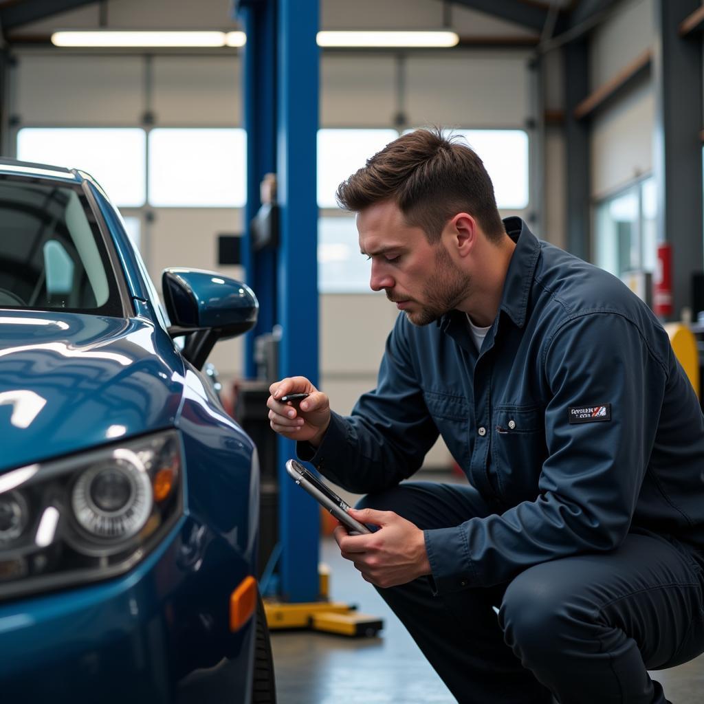 Experienced mechanic conducting a thorough vehicle inspection on Hatfield Road