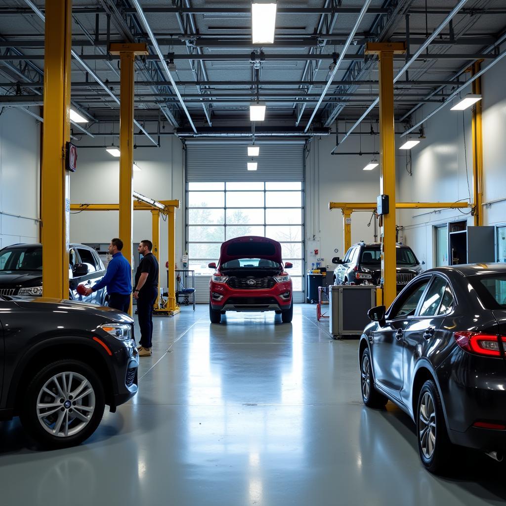 A busy car service center in Haverhill