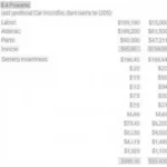 Car service invoice breakdown